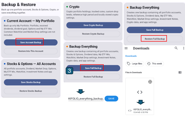 How to back up and restore KIFOLIO data
