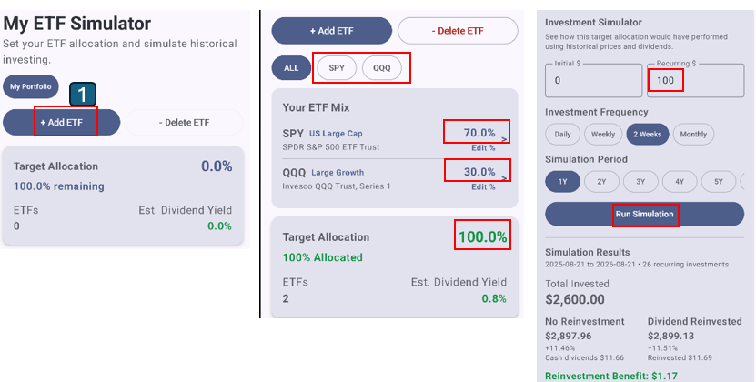 How to use KIFOLIO ETF Simulation