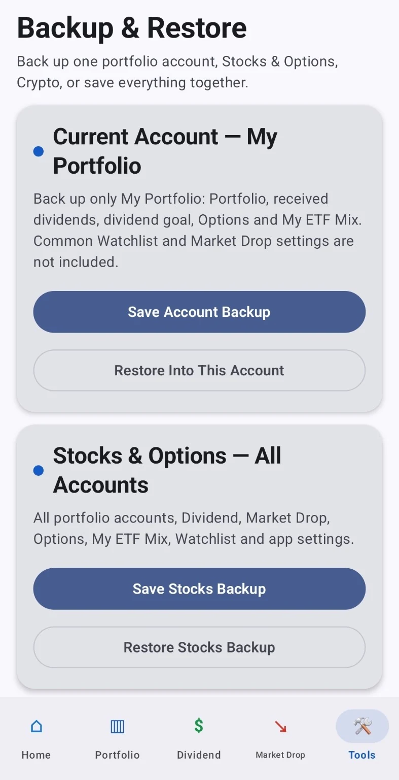 KIFOLIO Backup and Restore