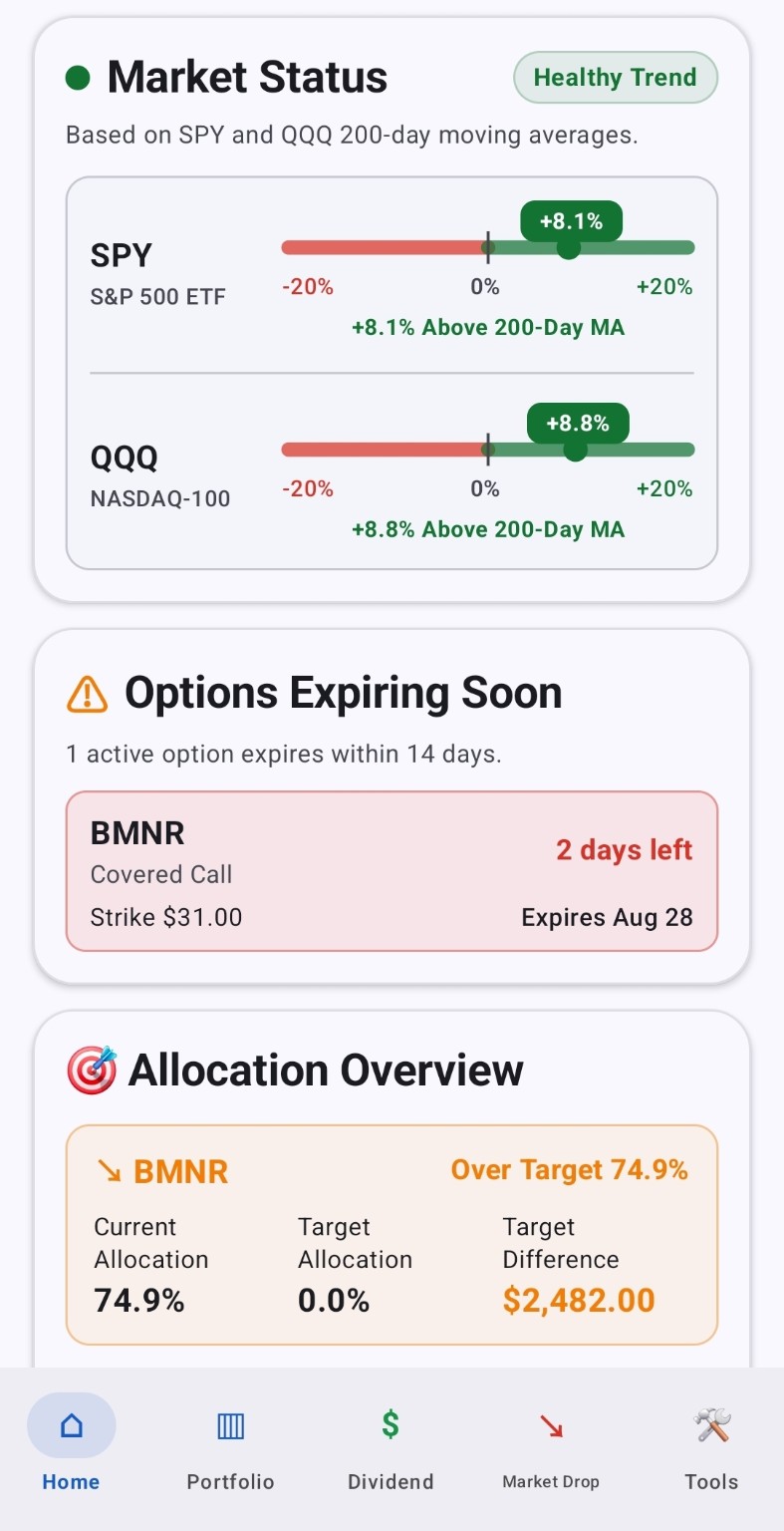 KIFOLIO Home dashboard