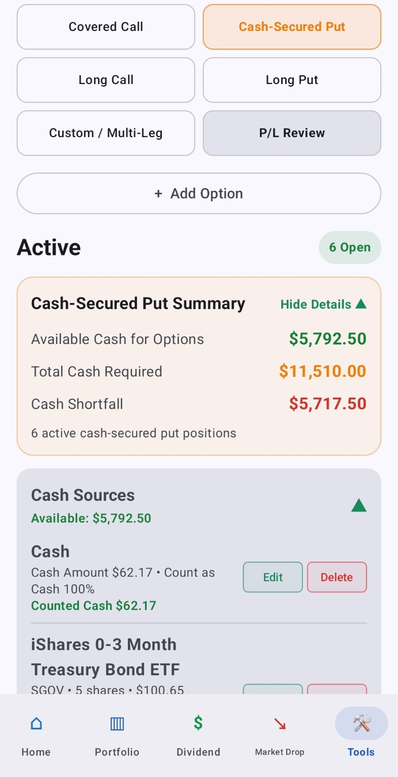KIFOLIO Options Tracker